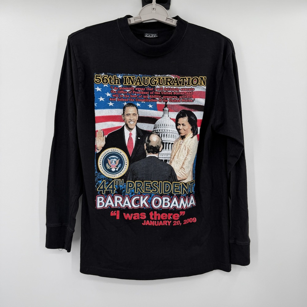 Gazy Mens Barack Obama 56th Inauguration Long Sleeve T-Shirt Black Large 2009